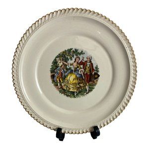 Harker Pottery Godey Print "Courting Couple" 22 KT Gold Dinner Plate 10 1/4"